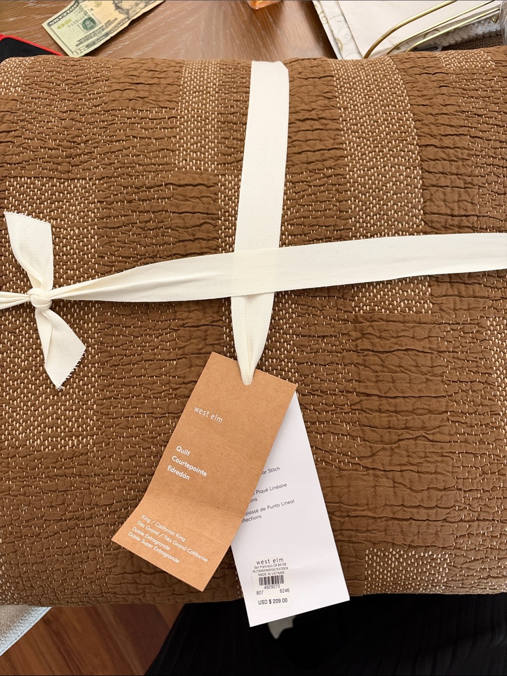 West Elm Brown Quilted Cotton - king\California king 108”x92”